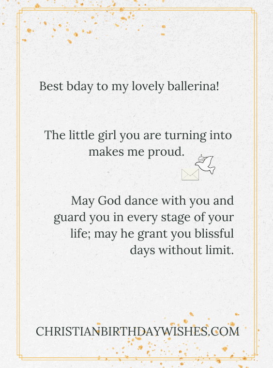 Christian Birthday Quote for little ballerina