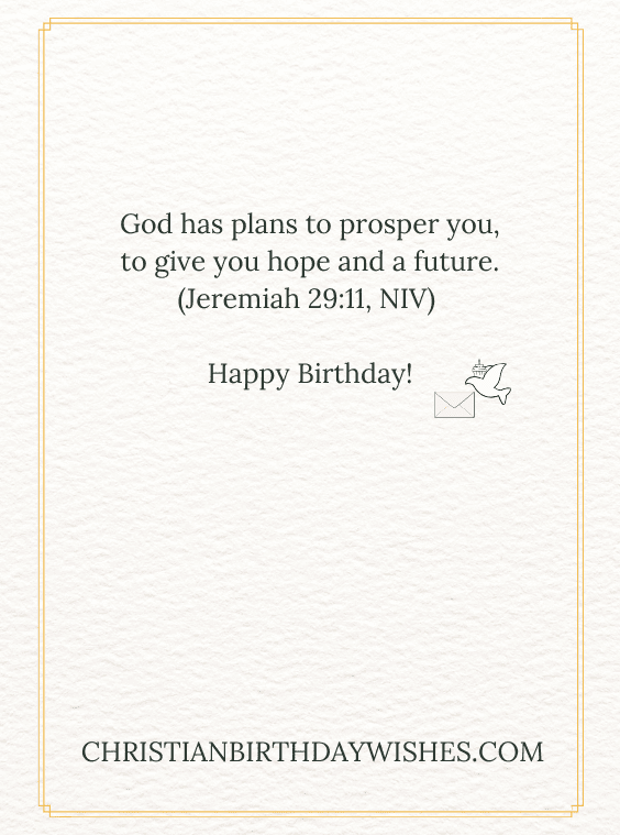 Christian quote for birthday - God has plans to prosper you